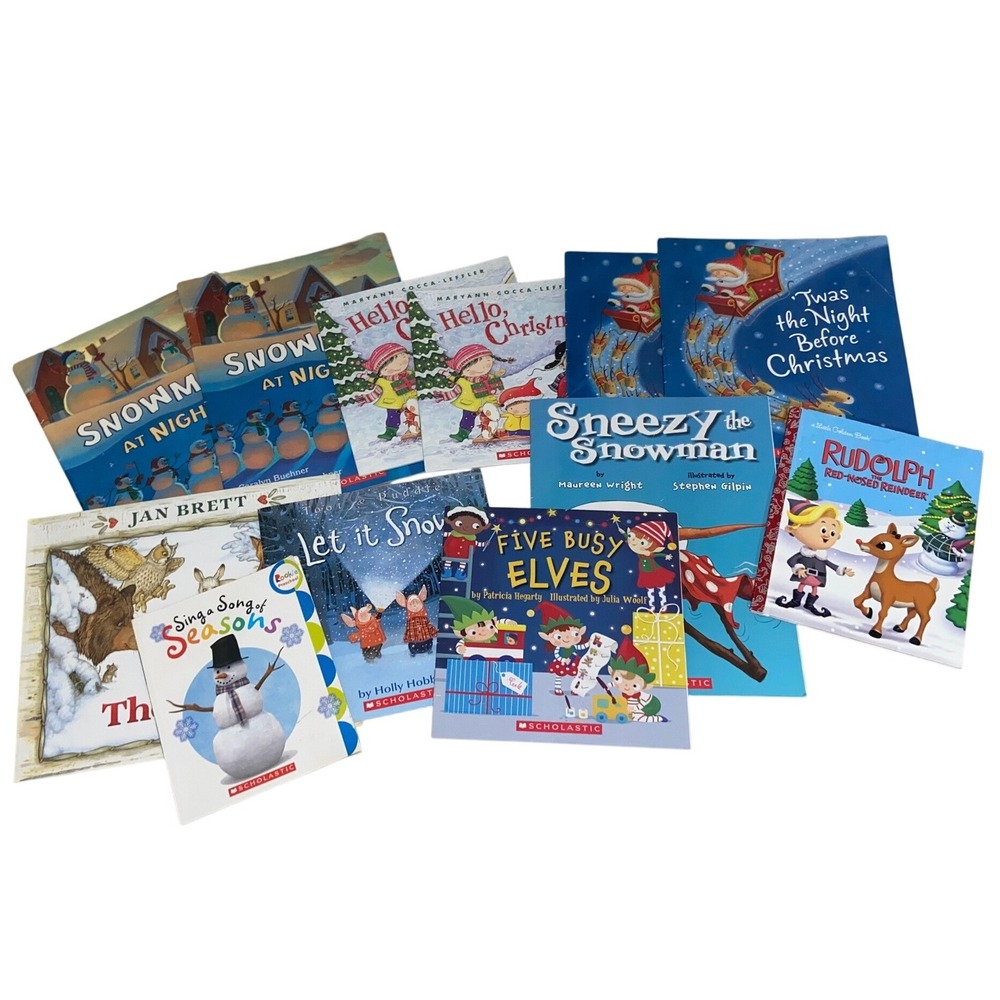 Lot of 12 Childrens Christmas Winter Themed Variety Books Scholastic Collection‎